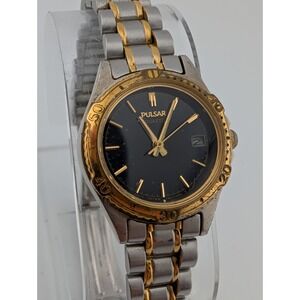 Vintage Pulsar Watch Women 25mm Case Two Tone 6.25" Band- New Battery